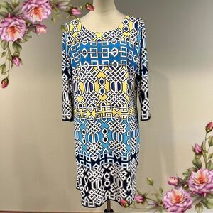 Geometric print scoop neck long sleeve Dress size‎ extra large